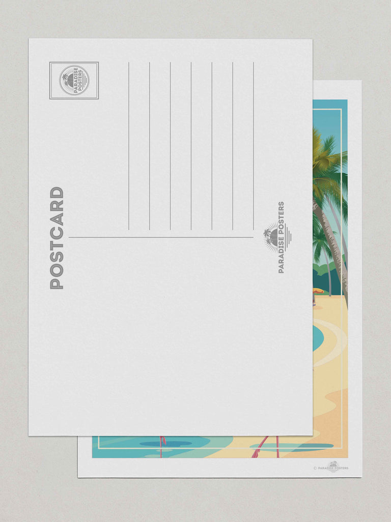 Aruba Travel Poster Print aruba Caribbean coast exotic flamingos framed huts lagoon new ocean palm paradise resort sand shoreline sunbeds trees tropical umbrellas water