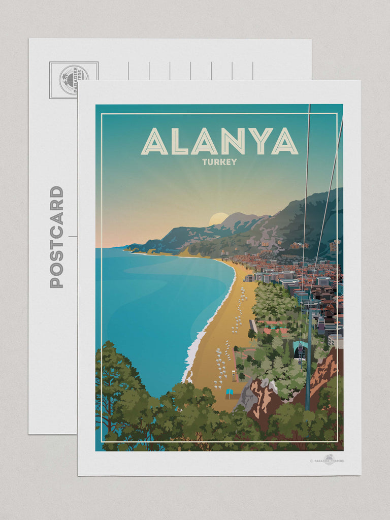 Alanya Turkey Travel Poster Print Postcard (A5 148 x 210mm) Alanya Asia Europe Turkey