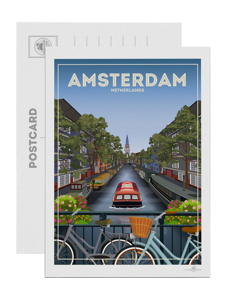 Amsterdam Netherlands Travel Poster Print Postcard (A5 148 x 210mm) hello