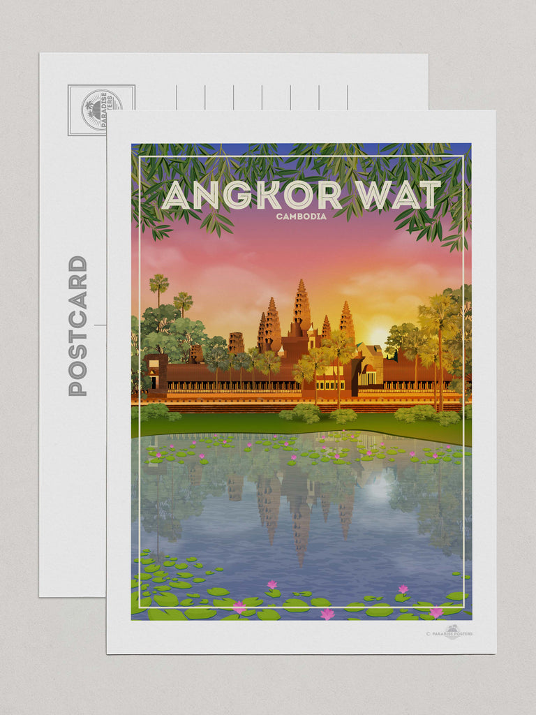 Angkor Wat Cambodia Travel Poster Print Postcard (A5 148 x 210mm) Angkor Wat Asia Cambodia