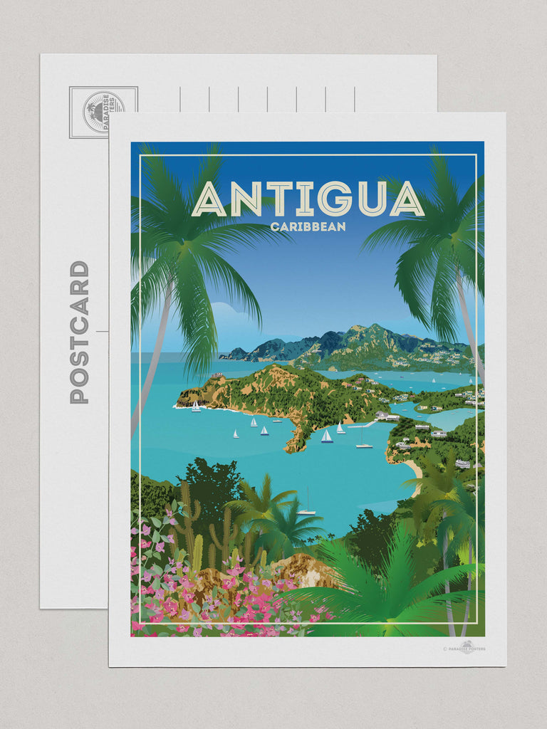 Antigua Caribbean Travel Poster Print Postcard (A5 148 x 210mm) Antigua Caribbean north america
