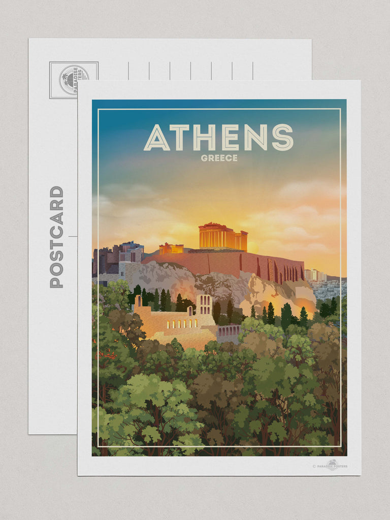 Athens Greece Travel Poster Print Postcard (A5 148 x 210mm) Athens Greece hello