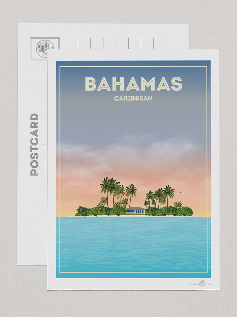 Bahamas Caribbean Travel Poster Print Postcard (A5 148 x 210mm) Island