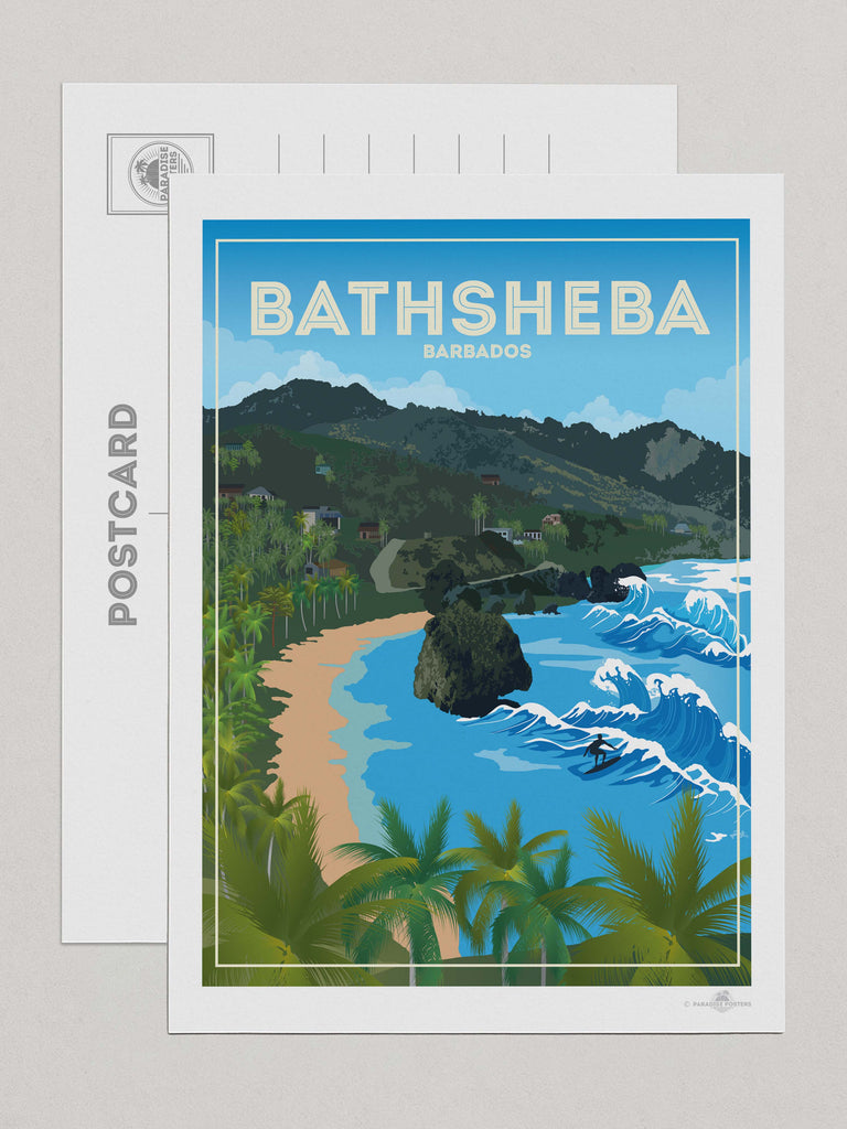 Bathsheba Barbados Travel Poster Print Postcard (A5 148 x 210mm) Barbados Caribbean north america