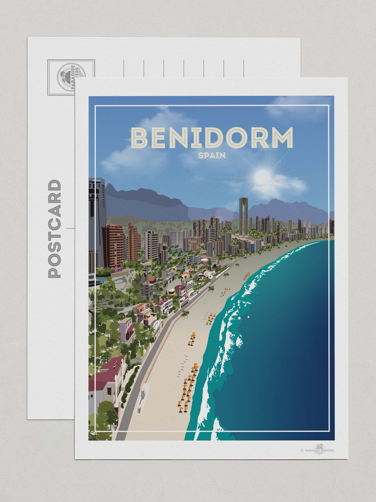 Benidorm Spain Travel Poster Print Postcard (A5 148 x 210mm) Benidorm Europe Spain