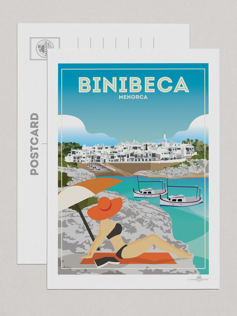 Binibeca Menorca Travel Poster Print Postcard (A5 148 x 210mm) Binibequer Menorca Spain
