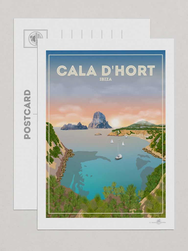 Cala D'hort Ibiza Travel Poster Print Postcard (A5 148 x 210mm) Ibiza