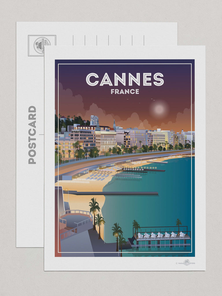 Cannes France Travel Poster Print Postcard (A5 148 x 210mm) Cannes Europe France