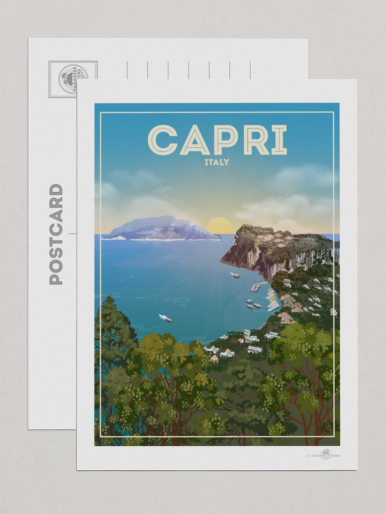 Capri Italy Travel Poster Print Postcard (A5 148 x 210mm) Capri Europe Italy