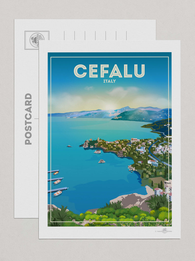 Cefalu Italy Travel Poster Print Postcard (A5 148 x 210mm) Cefalu Europe Italy