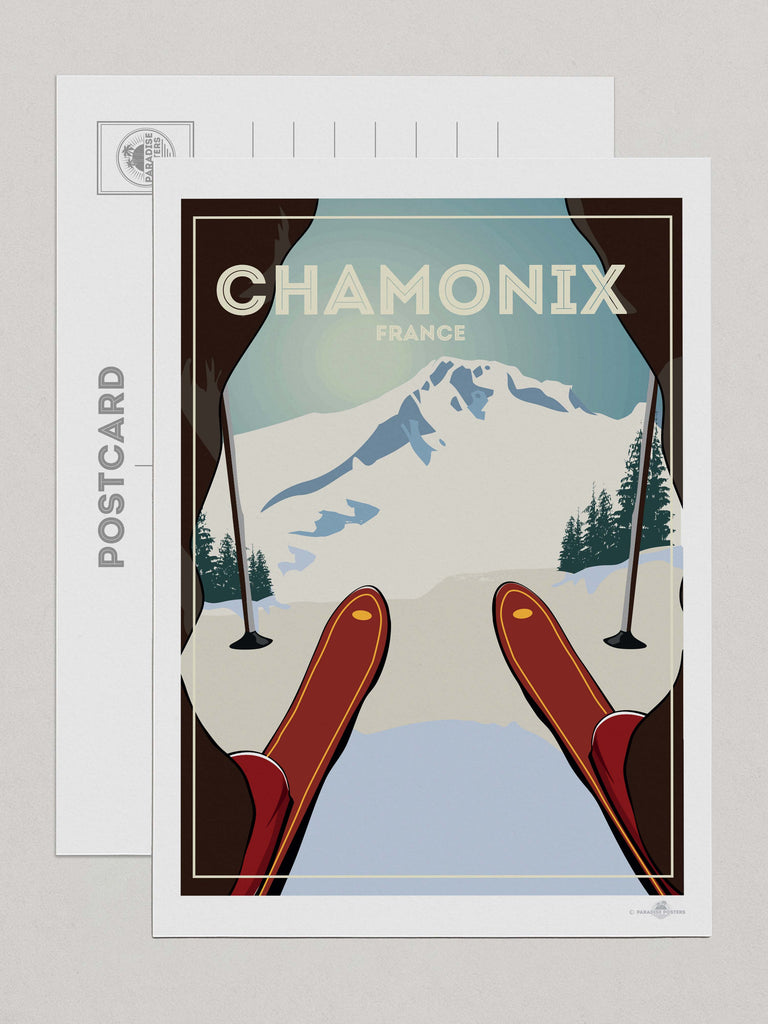Chamonix France Travel Poster Print Postcard (A5 148 x 210mm) Europe France retro ski