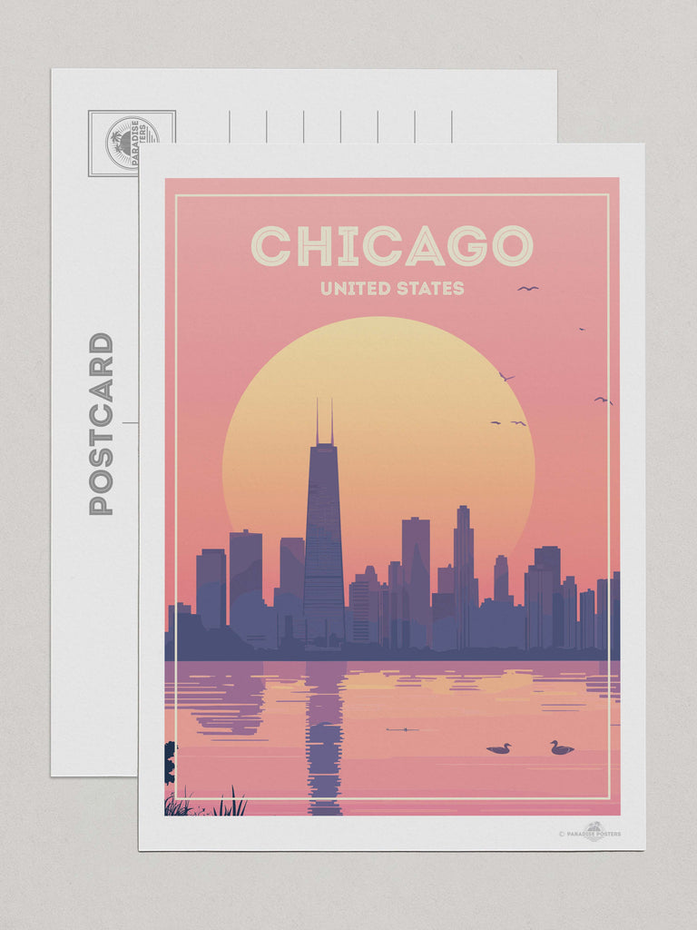 Chicago United States Travel Poster Print Postcard (A5 148 x 210mm) north america United States