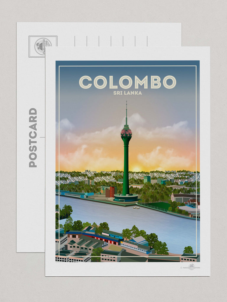 Colombo Sri Lanka Travel Poster Print Postcard (A5 148 x 210mm) Colombo Europe hello Sri Lanka