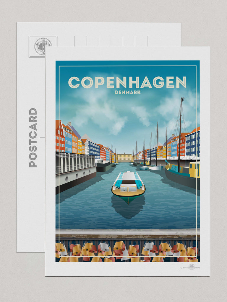 Copenhagen Denmark Travel Poster Print Postcard (A5 148 x 210mm) Copenhagen Denmark Europe hello
