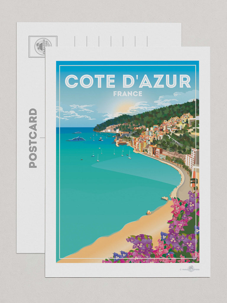 Cote D'azur France Travel Poster Print Postcard (A5 148 x 210mm) Cote D'Azur Europe France