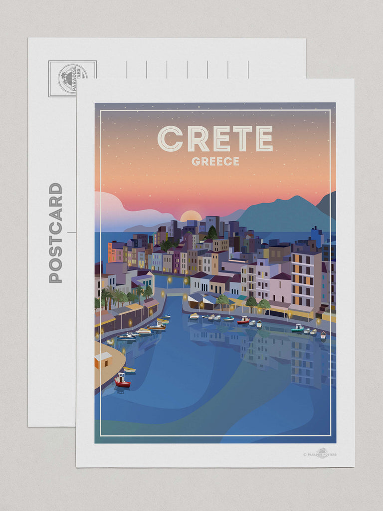Crete Greece Travel Poster Print Postcard (A5 148 x 210mm) Crete Greece