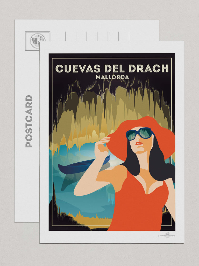 Cuevas Del Drach Mallorca Travel Poster Print Postcard (A5 148 x 210mm) Majorca Spain