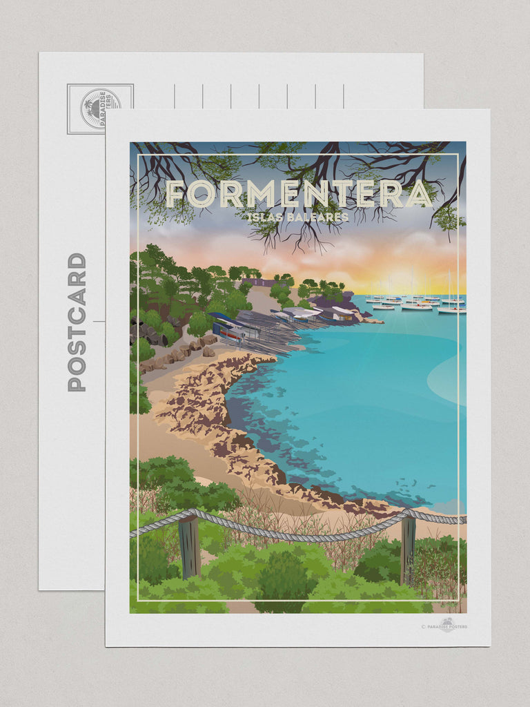 Formentera Travel Poster Print Postcard (A5 148 x 210mm) Formentera Ibiza Spain