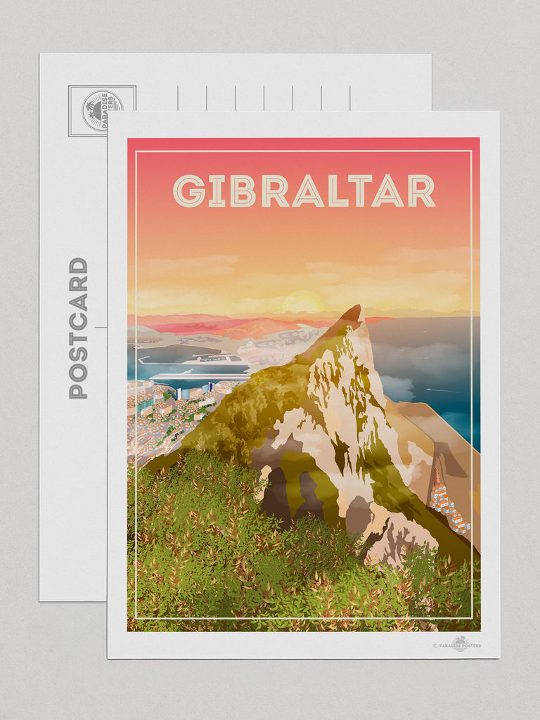 Gibraltar Travel Poster Print Postcard (A5 148 x 210mm) Gibraltar