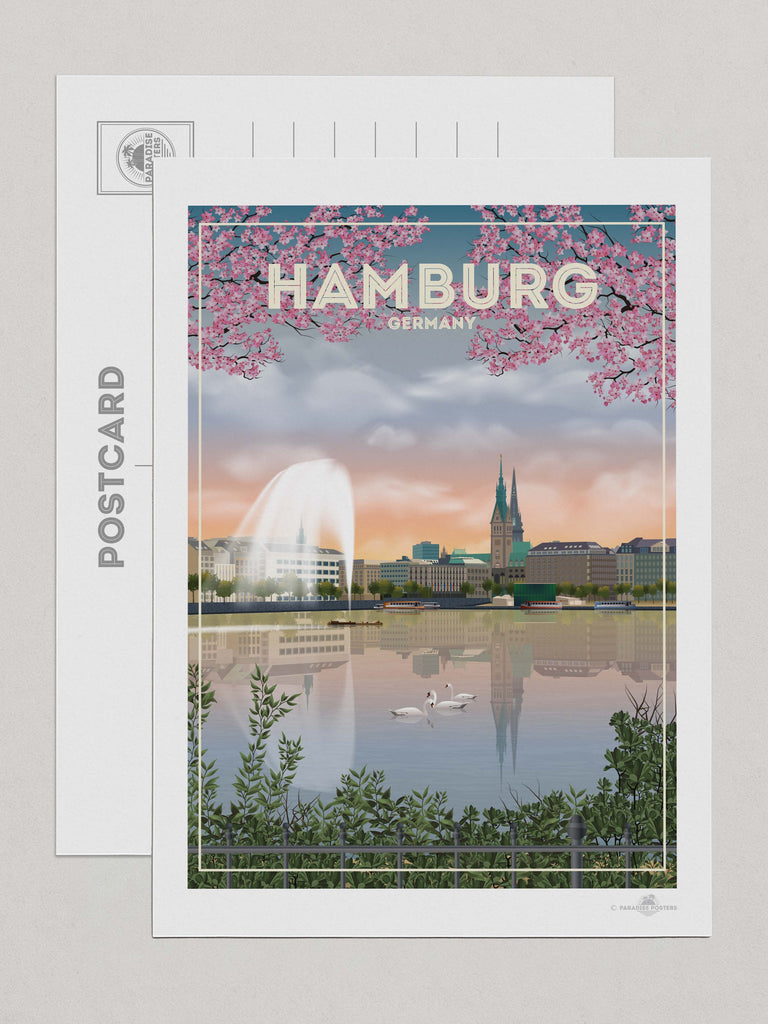 Hamburg Germany Travel Poster Print Postcard (A5 148 x 210mm) Europe Germany Hamburg