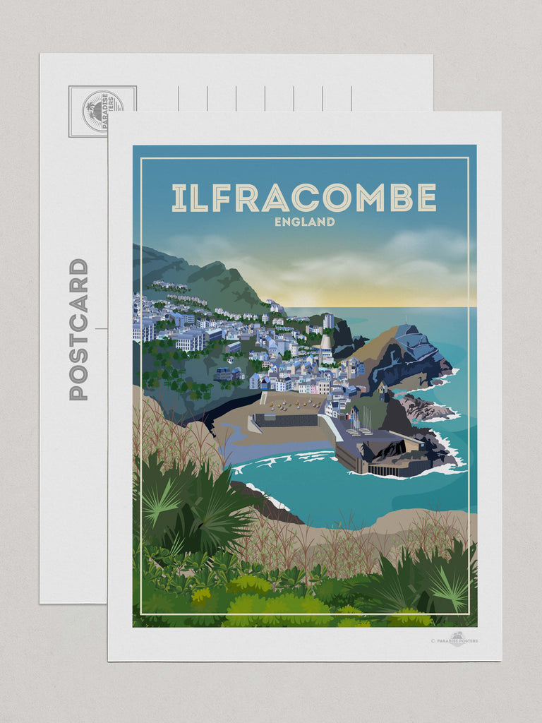 Ilfracombe England Travel Poster Print Postcard (A5 148 x 210mm) Devon England Europe Ilfracombe UK United Kingdom