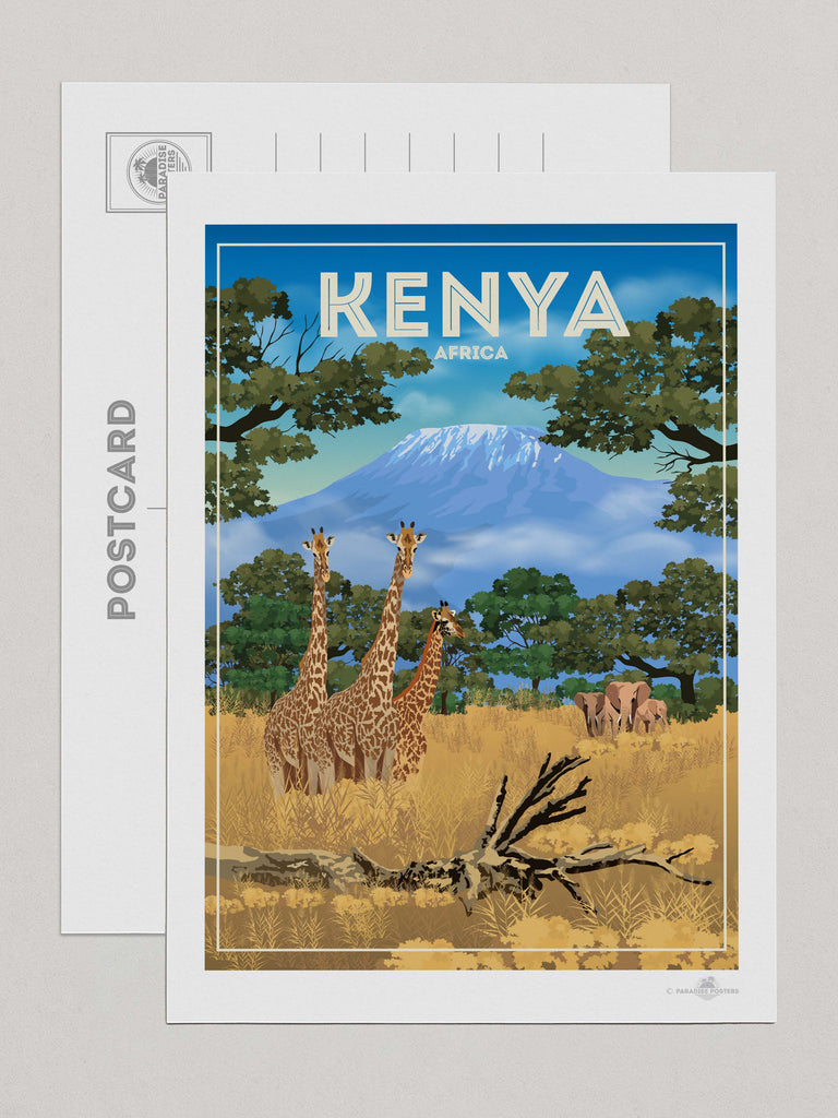 Kenya Africa Travel Poster Print Postcard (A5 148 x 210mm) Africa Kenya kilimanjaro