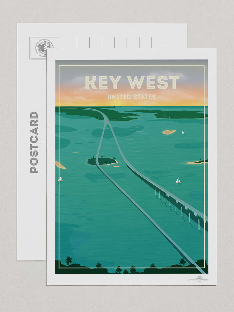 Key West United States Travel Poster Print Postcard (A5 148 x 210mm) north america