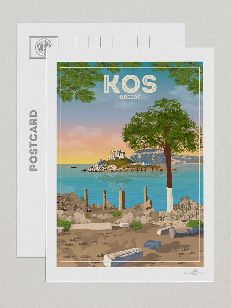 Kos Greece Travel Poster Print Postcard (A5 148 x 210mm) Greece