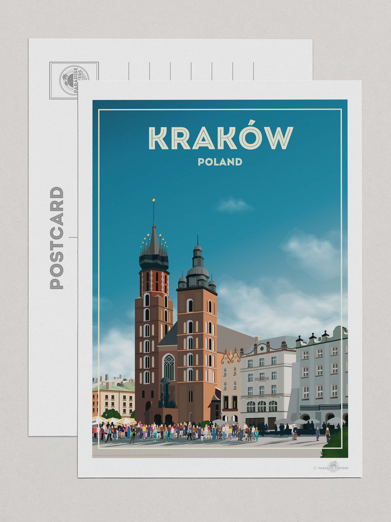 Kraków Poland Travel Poster Print Postcard (A5 148 x 210mm) Europe