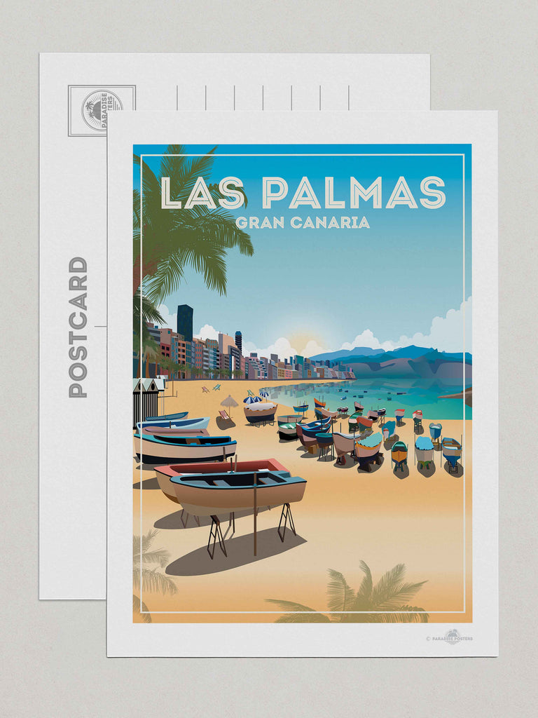 Las Palmas Gran Canaria Travel Poster Print Postcard (A5 148 x 210mm) Canary Islands Gran Canaria Las Palmas