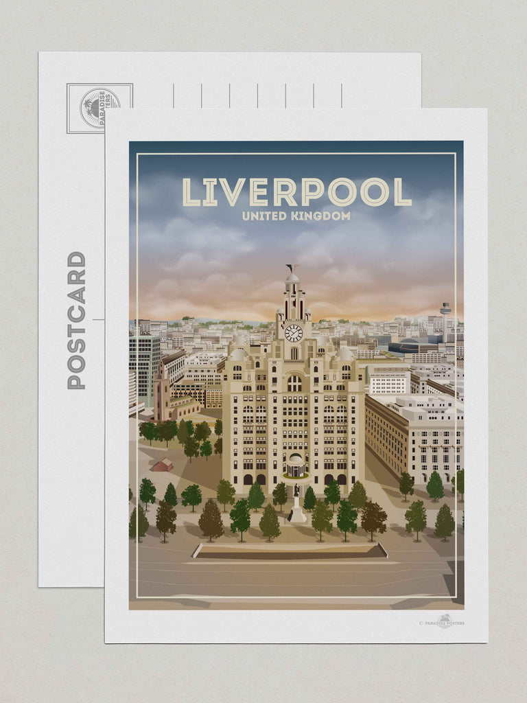 Liverpool England Travel Poster Print Postcard (A5 148 x 210mm) England Europe Liverpool UK United Kingdom