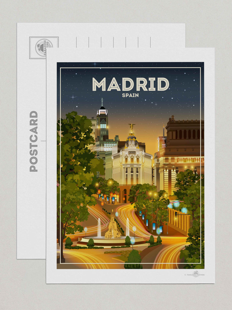 Madrid Spain Travel Poster Print Postcard (A5 148 x 210mm) Europe Spain