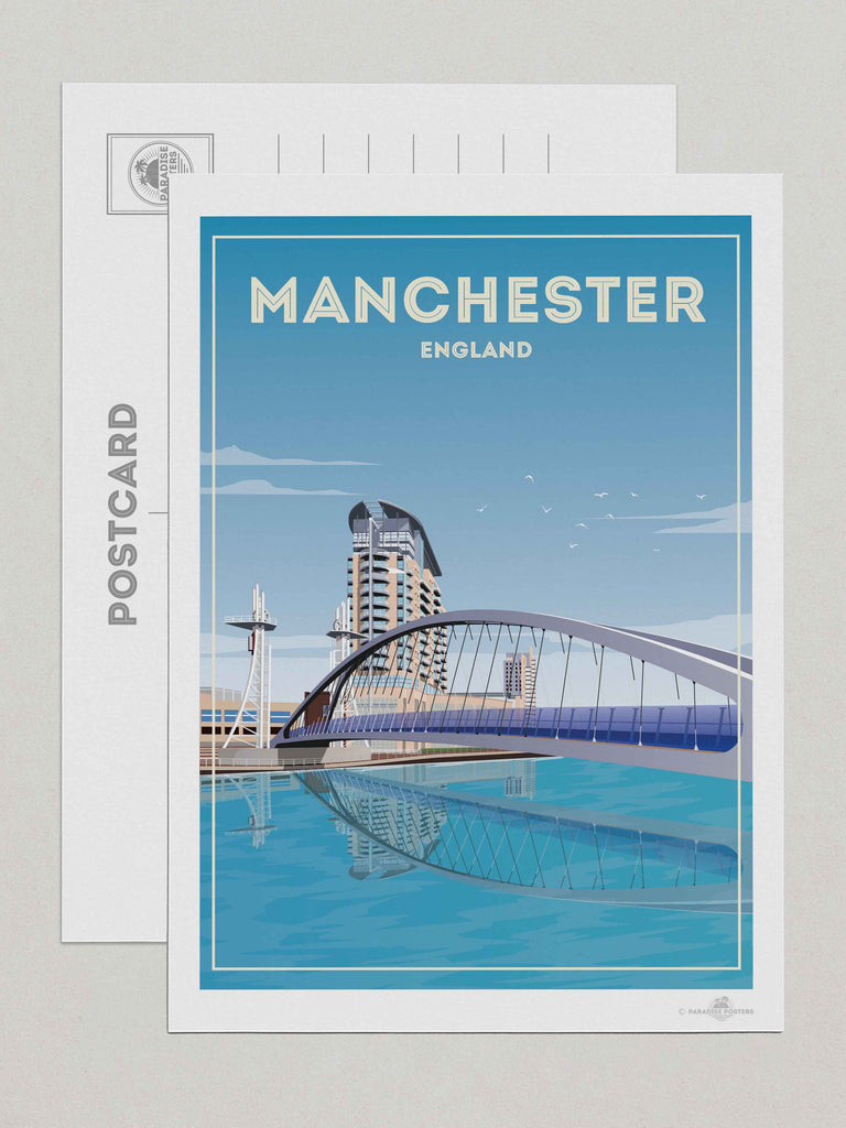 Manchester England Travel Poster Print Postcard (A5 148 x 210mm) city print England handmade decor manchester poster music heritage spt-tagged travel art uk wall art