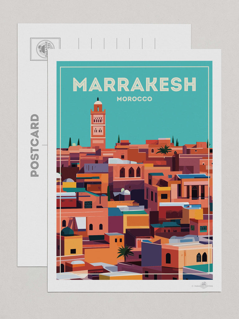 Marrakesh Morocco Travel Poster Print Postcard (A5 148 x 210mm) Africa morocco