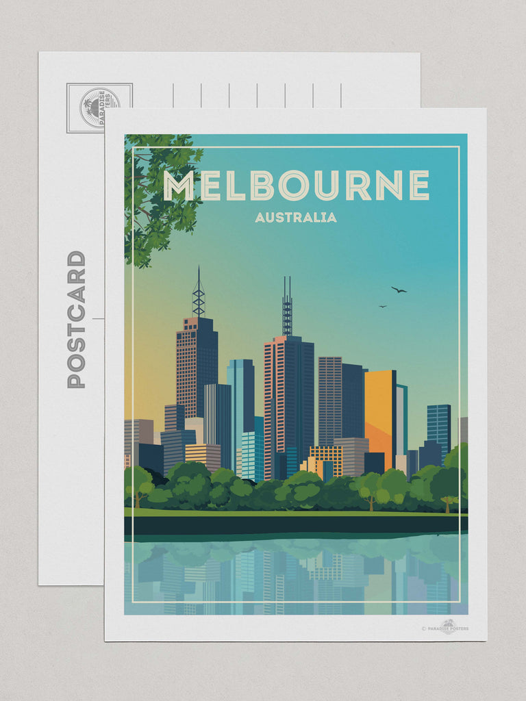 Melbourne Australia Travel Poster Print Postcard (A5 148 x 210mm) Australia