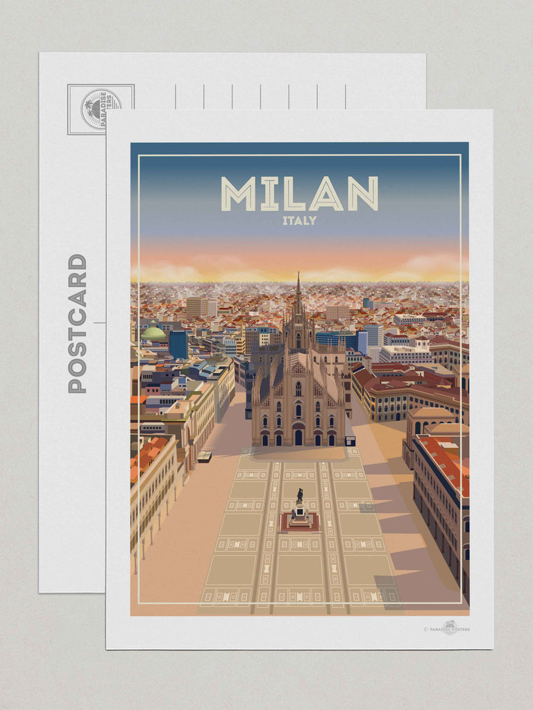 Milan Italy Travel Poster Print Postcard (A5 148 x 210mm) Europe Italy Milan