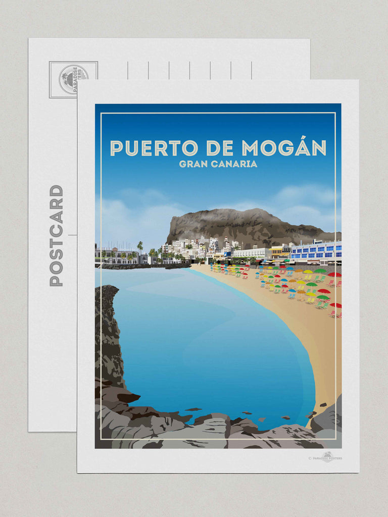 Puerto De Mogan Travel Poster Print Postcard (A5 148 x 210mm) Asia Canary Islands Gran Canaria Puerto de Mogan