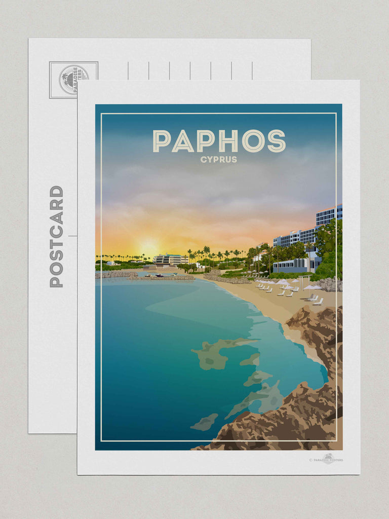 Paphos Cyprus Travel Poster Print Postcard (A5 148 x 210mm) Europe Greece