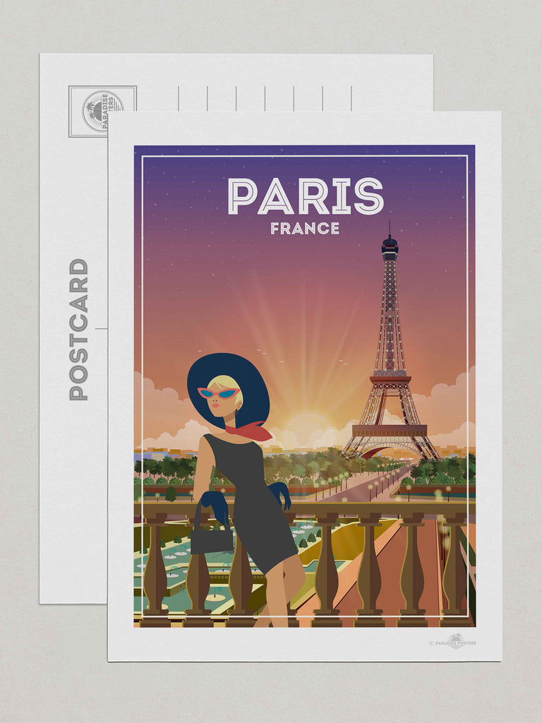 Paris France Travel Poster Print Postcard (A5 148 x 210mm) Europe France Paris