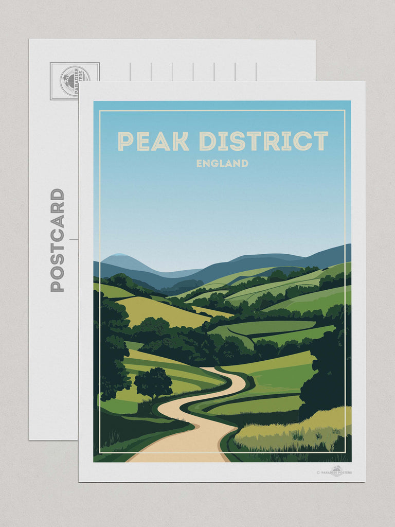 Peak District England Travel Poster Print Postcard (A5 148 x 210mm) England Europe