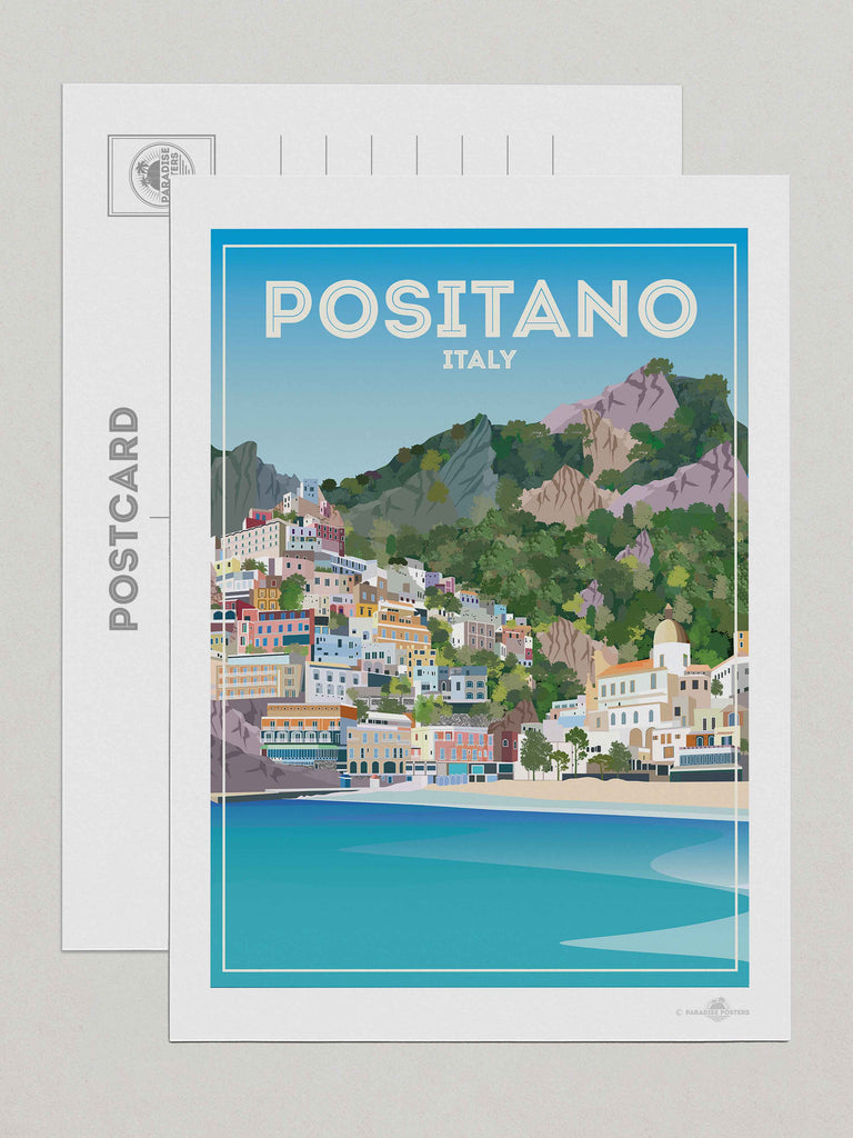 Positano Italy Travel Poster Print Postcard (A5 148 x 210mm) Europe italy