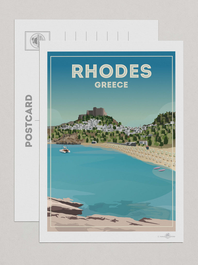 Rhodes Greece Travel Poster Print Greece Lindos Rhodes
