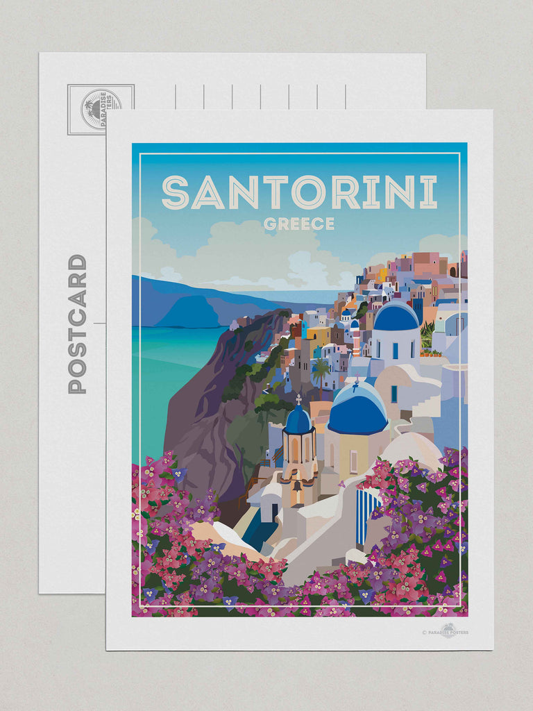 Santorini Greece Travel Poster Print Postcard (A5 148 x 210mm) Greece