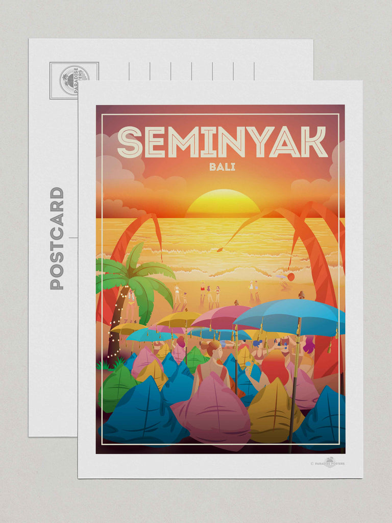 Seminyak Bali Travel Poster Print Postcard (A5 148 x 210mm) Bali Seminyak