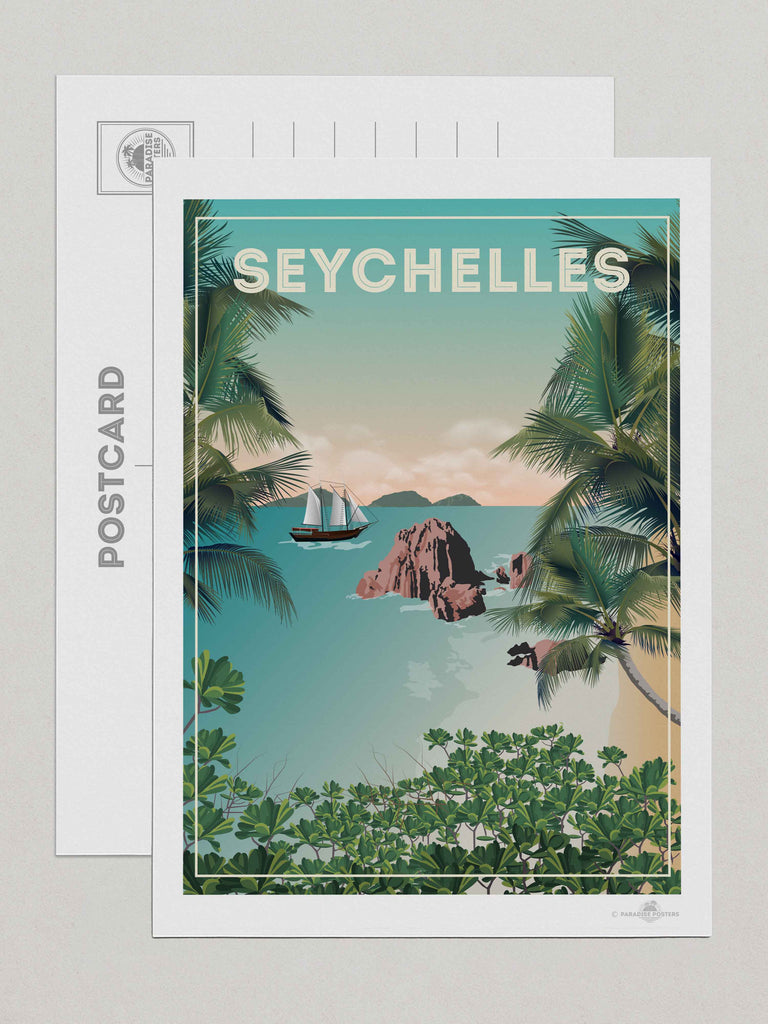 Seychelles Travel Poster Print Postcard (A5 148 x 210mm) Asia Seychelles