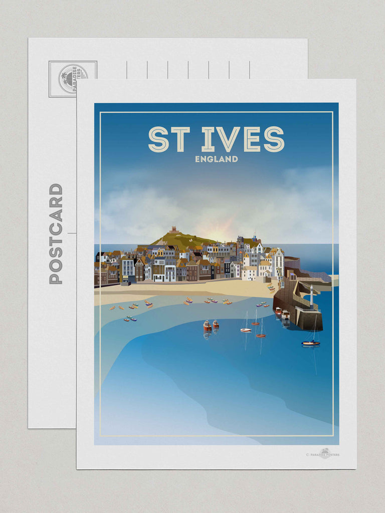 St Ives England Travel Poster Print Postcard (A5 148 x 210mm) Cornwall England Europe St Ives United Kingdom
