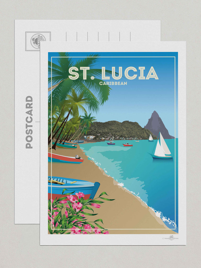 St Lucia Caribbean Travel Poster Print Postcard (A5 148 x 210mm) Caribbean north america St Lucia