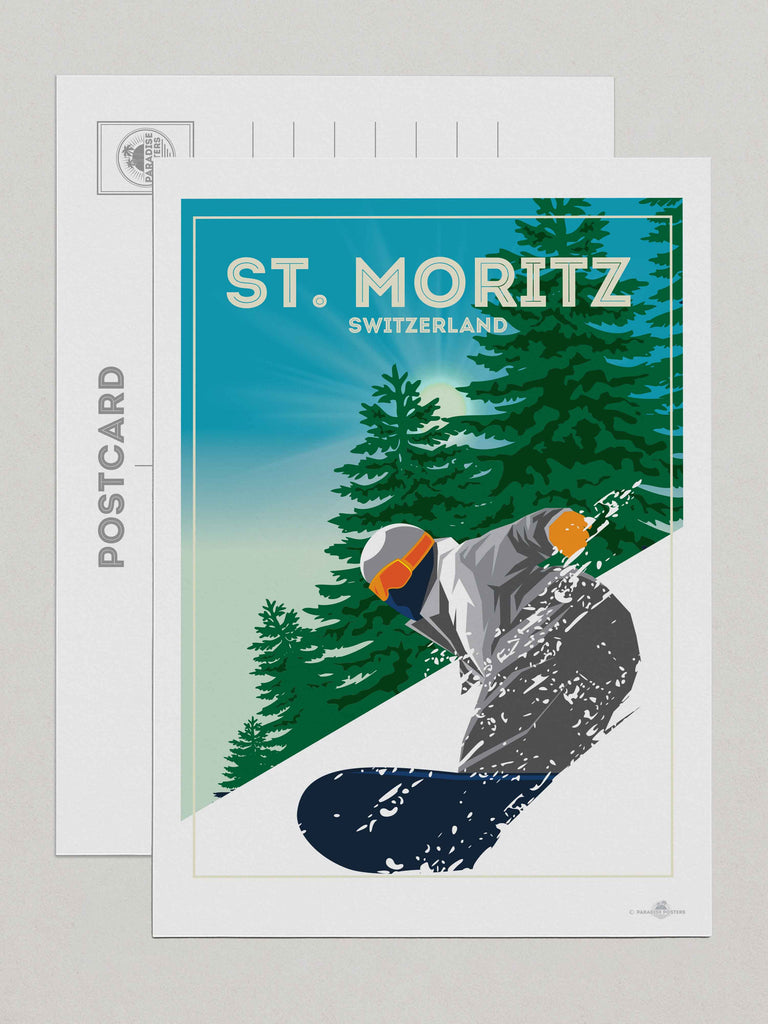 St Moritz Switzerland Travel Poster Print Postcard (A5 148 x 210mm) Europe retro ski