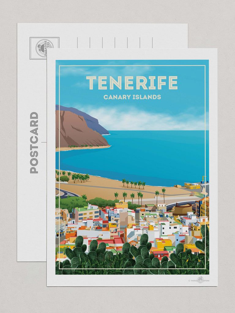 Tenerife Canary Islands Travel Poster Print Postcard (A5 148 x 210mm) Canary Islands Europe island decor mid century retro wall art Spain spt-tagged tenerife poster vintage travel