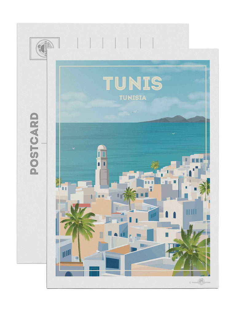 Tunis Tunisia Travel Poster Print Postcard (A5 148 x 210mm) Africa